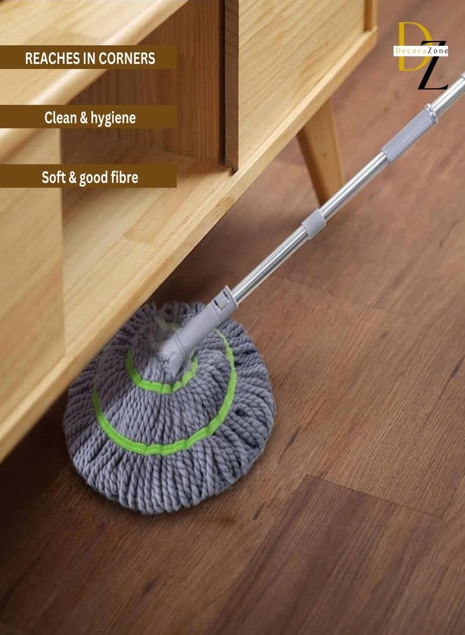 DecoraZone Premium Microfiber Twist Mop | Durable & Easy-to-Use Floor Cleaner | Squeeze Twist Mop Stick for Effective Home & Hospital-Grade Cleaning | High-Performance Dust Mop for Sparkling Floors - Image 3
